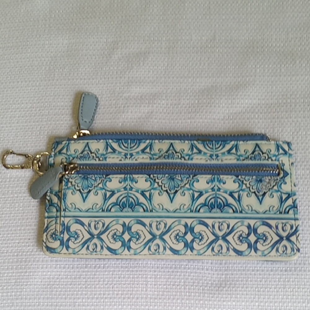 Blue and White Patterned Mini Wallet By Brighton